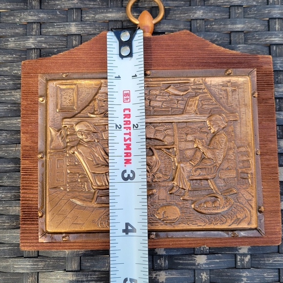 Vintage Fait au Quebec Hammered Copper Breadmaker & Fireplace Scene by A Nadeau - Picture 4 of 12